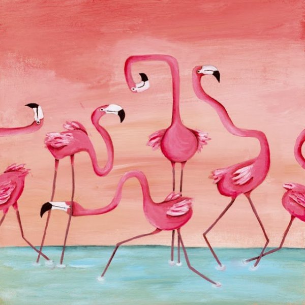 Фламинго гуашью
