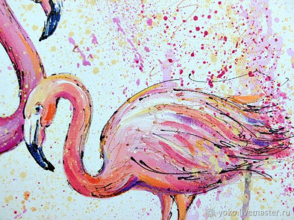 Фламинго гуашью