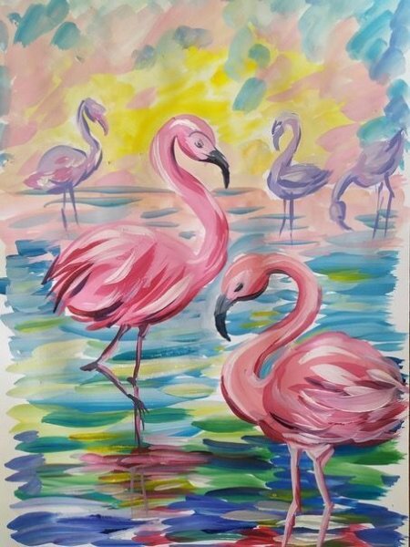 Розовый Фламинго живопись картина живопись