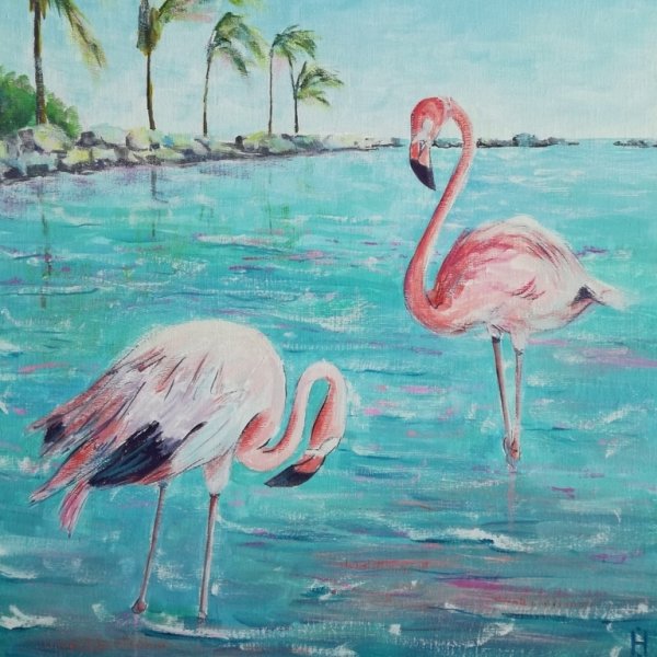 Мастер класс по рисованию Фламинго