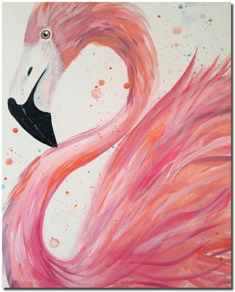 Фламинго гуашью для детей