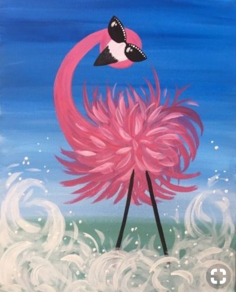 Фламинго гуашью