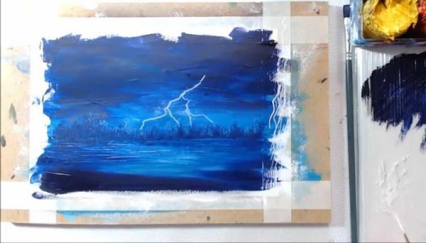 Нарисовать молнию красками