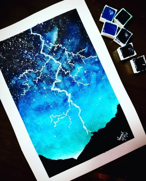 Молния акварелью