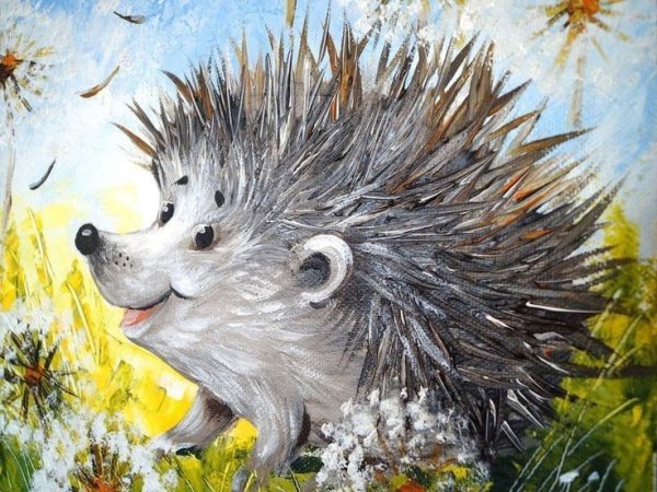 Ежик гуашью