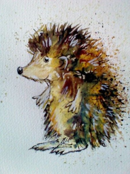 Ежик гуашью