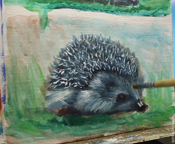 Рисование для детей Ежик красками