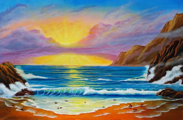 Морской пейзаж акрилом Абхазия