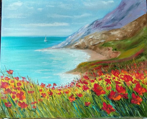 Маковые поля в Крыму живопись