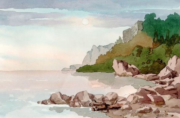 Море и горы акварелью