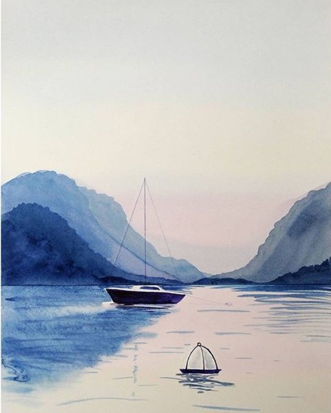 Море и горы акварелью