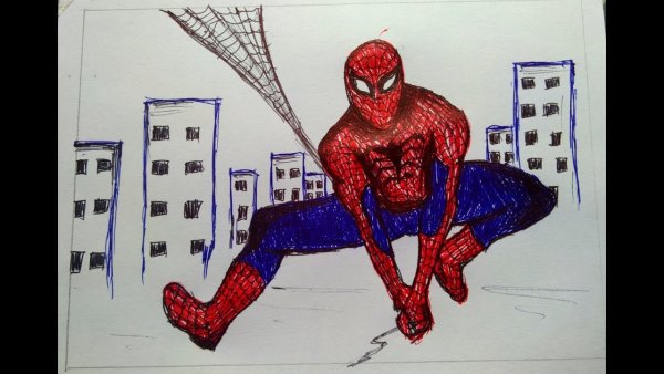 Человек паук гуашью