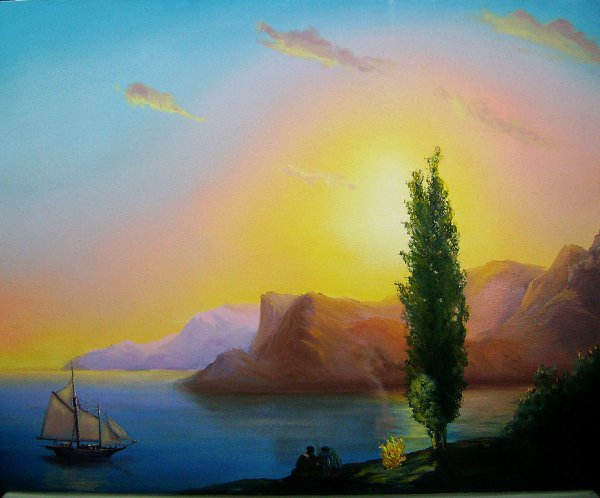 Пейзажи с закатом солнца живопись