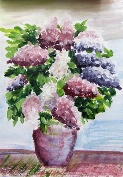 Сирень гуашью