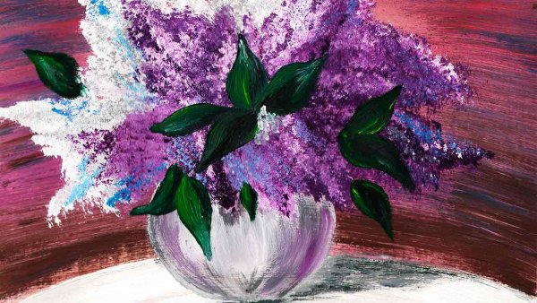 Правополушарное рисование сирень гуашью