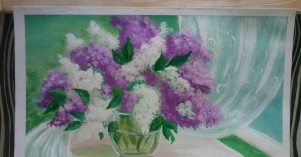 Рисование гуашью сирень