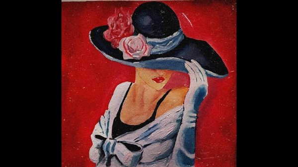 Женщина в шляпе рисунок