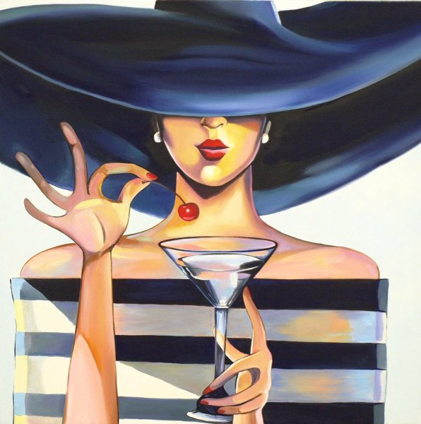 Акварельный портрет в шляпе