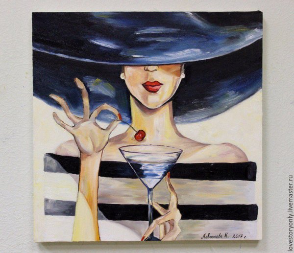 Девушка в шляпе маслом