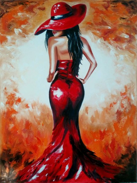 Дама в шляпке осень