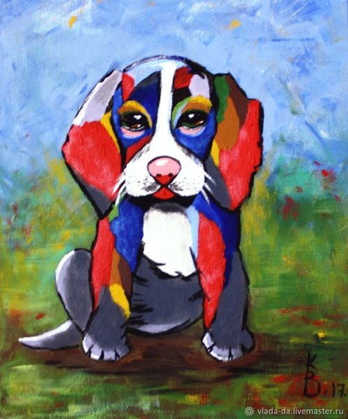Щенок гуашью