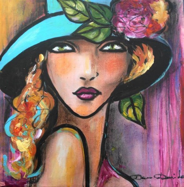 Дама в шляпке с рукой