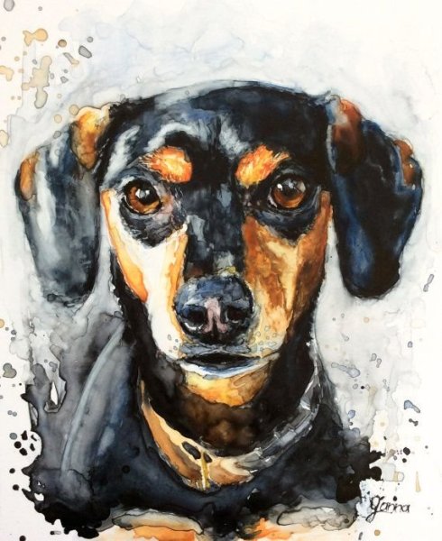 Щенок гуашью