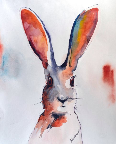 Животные акварелью