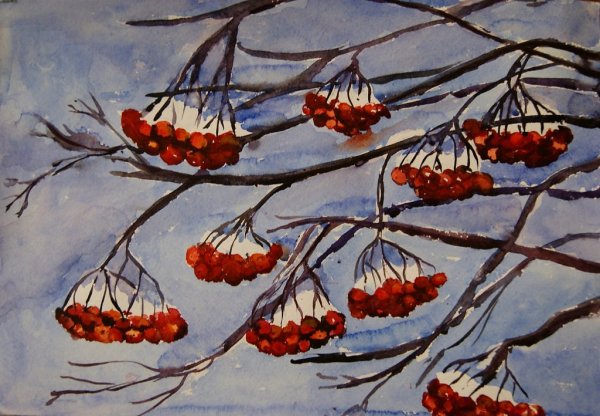 «Рябина для снегирей» (платилинография)
