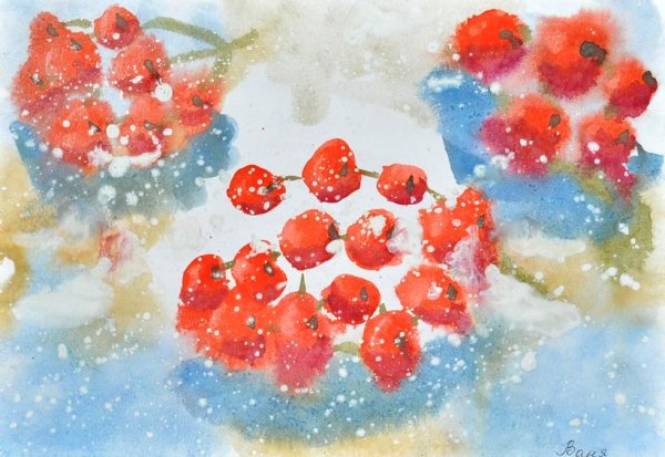 Снегопад гуашью