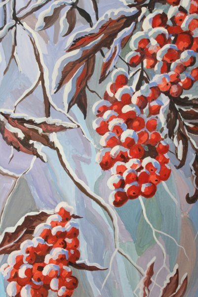 Рябина гуашью