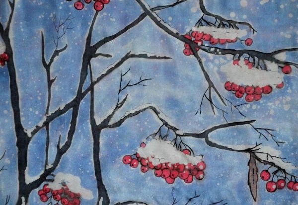 Рисование рябина зимой