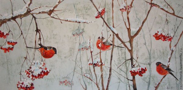 Рябина зимой живопись