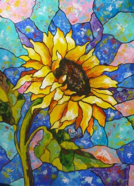 Рисование в стиле мозаики цветы