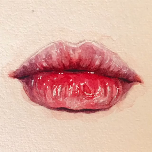 Губы гуашью