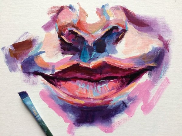 Губы гуашью