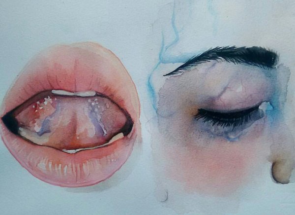 Рот акварелью