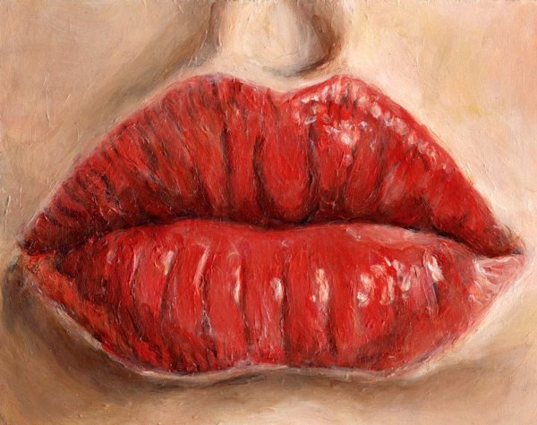 Губы гуашью
