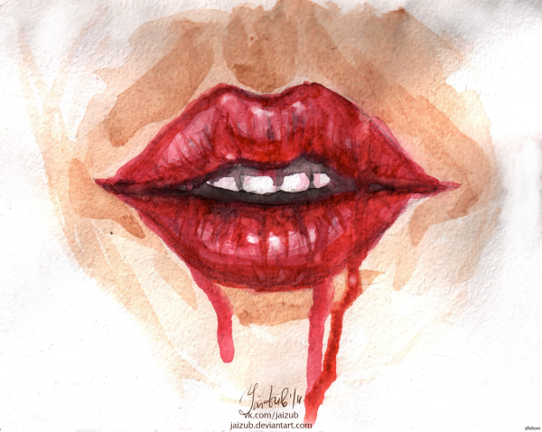 Губы акварелью