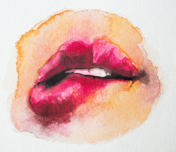 Губы акварелью
