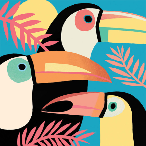 Попугай акварелью