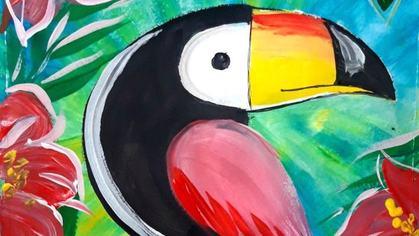 Рисуем тукана гуашью с детьми