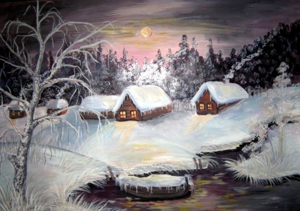 Рождество гуашью