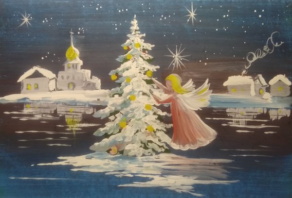 Композиция на тему новый год гуашью