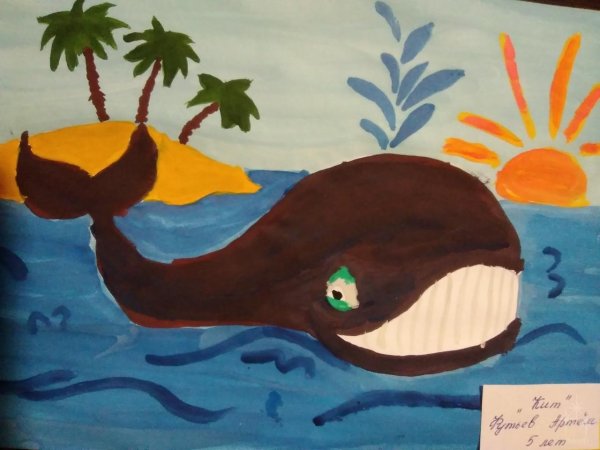 Кит гуашью для детей