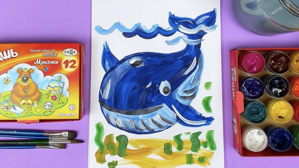 Кит красками для детей