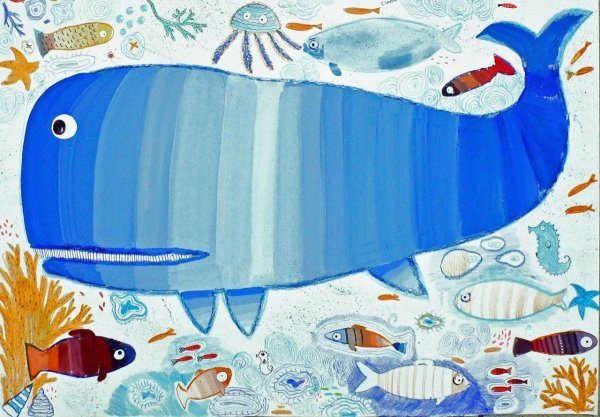 Картина красками кит