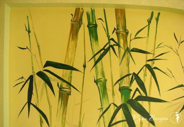 Рисуем бамбук на стене