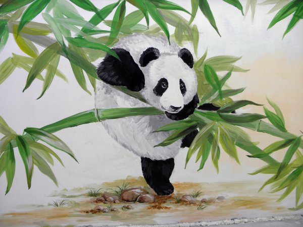 Панда гуашью