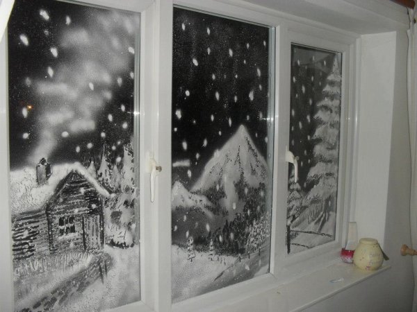 Новогодняя роспись окон